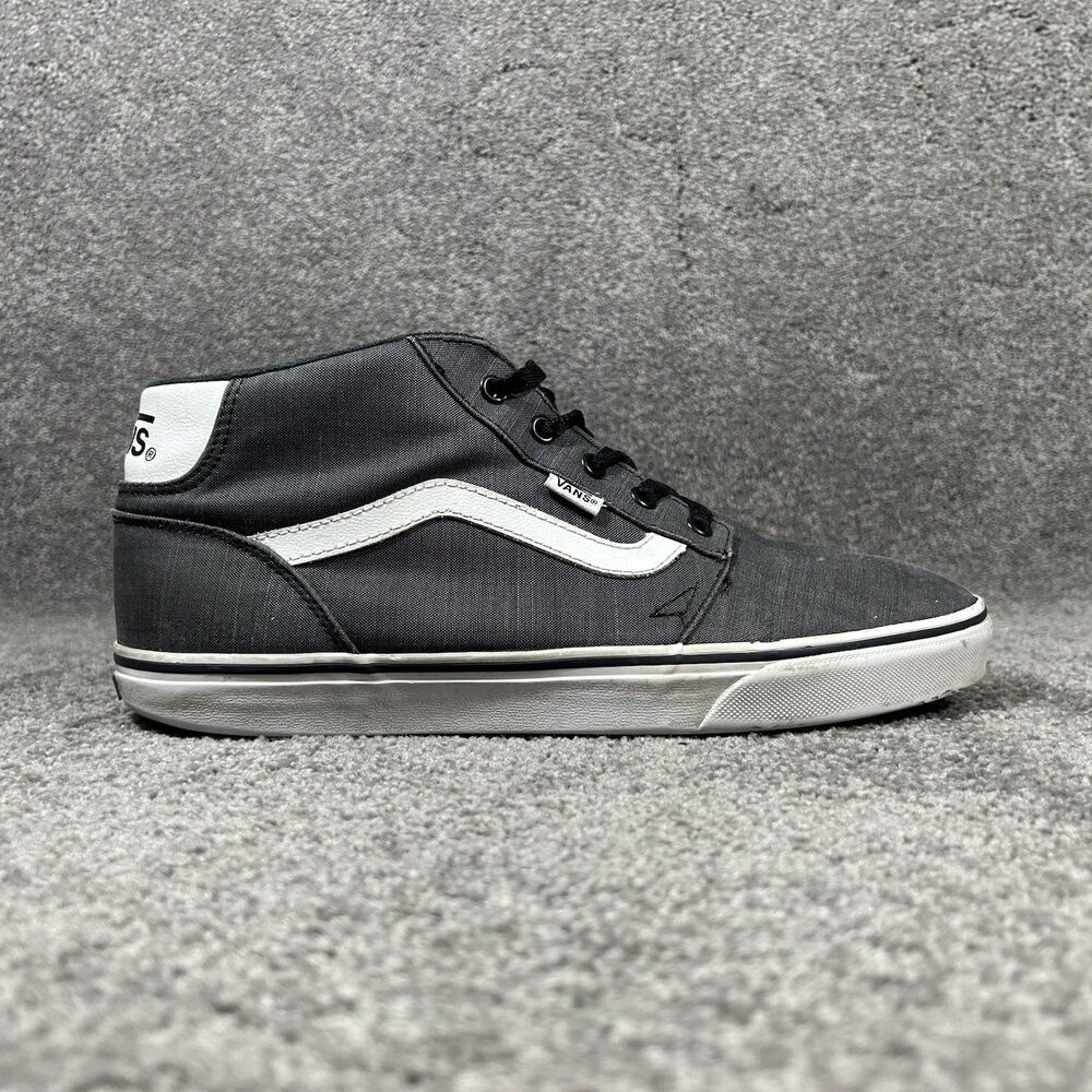 VANS Chapman Mid Men’s Size 11 Gray White Striped Casual Skate Shoes Used
